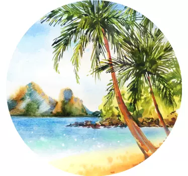 Tropical palm shoreline nature wall sticker - TenStickers