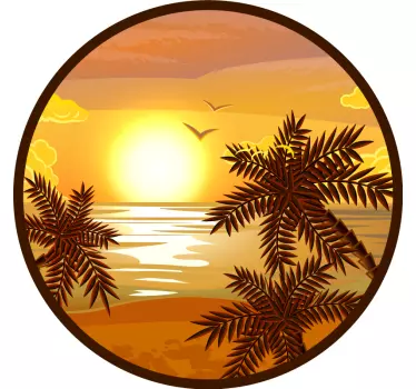 Nature wall sticker serene sunset view - TenStickers