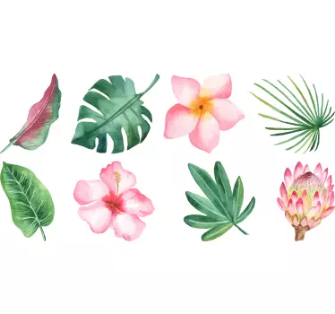 Tropical plants wall sticker for living room - TenStickers
