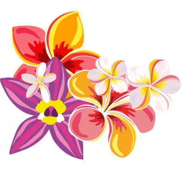 Vibrant tropical blooms wall sticker - TenStickers