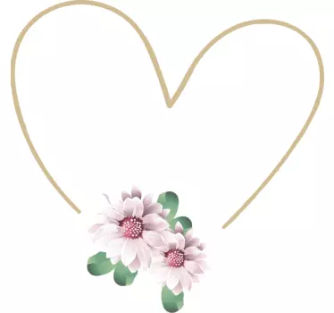 Heart shaped floral flower wall sticker - TenStickers
