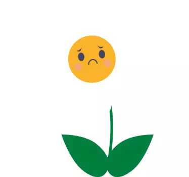 Flower wall sticker sad emoji blossom - TenStickers