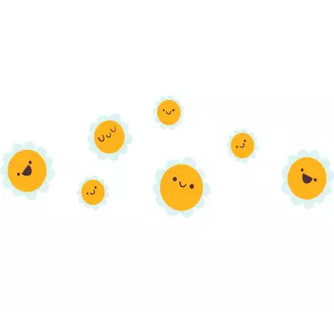 Happy flower design wall sticker - TenStickers