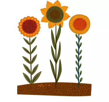 Radiant floral trio flower wall sticker - TenStickers