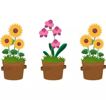 Wall sticker potted flower arrangement - TenStickers