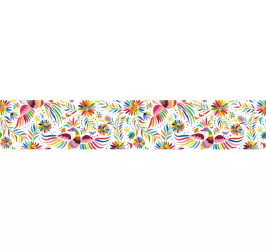 Lines of Polish flowers border sticker - TenStickers