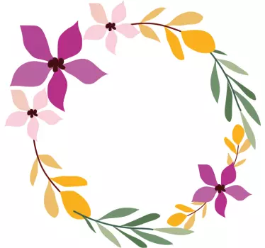 Wall sticker floral circular arrangement - TenStickers