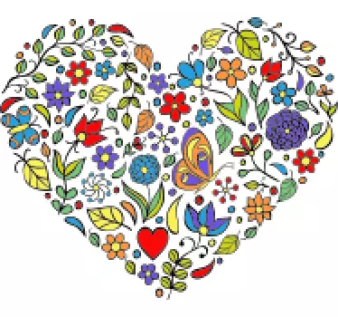 Flower wall sticker floral heart design - TenStickers