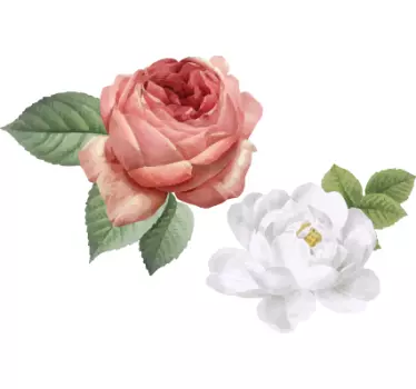 Flower wall sticker peach and white blossoms - TenStickers