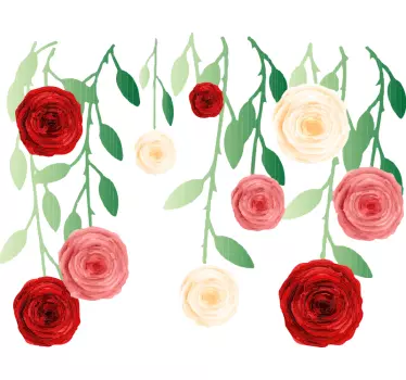 Flower wall sticker hanging floral arrangement - TenStickers