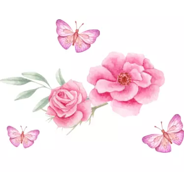 Wall sticker floral butterflies arrangement - TenStickers