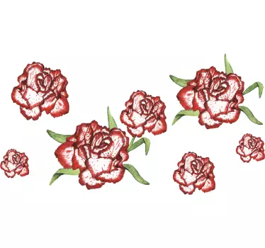 Flower wall sticker red drawn roses - TenStickers