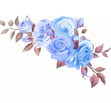 Flower wall sticker blue rose arrangement - TenStickers