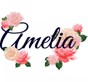Floral personalized name wall sticker - TenStickers