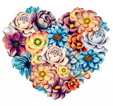 Heart floral arrangement wall sticker - TenStickers