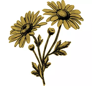 Daisy bloom composition wall sticker - TenStickers