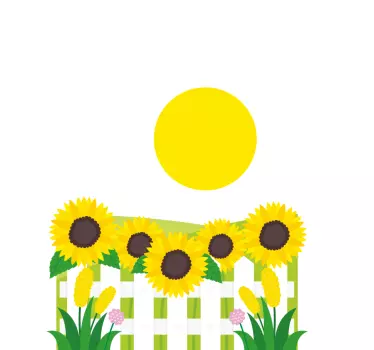 Wall sticker sunflower garden design - TenStickers