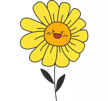 Cheerful flower smile wall sticker - TenStickers