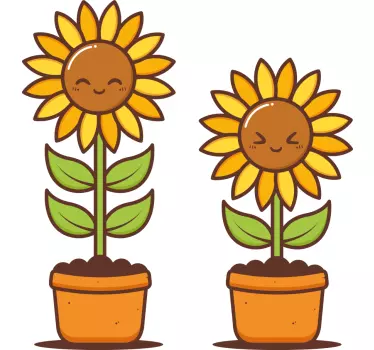 Wall sticker cheerful sunflower characters - TenStickers
