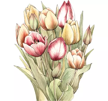 Colorful tulip bouquet flower wall sticker - TenStickers