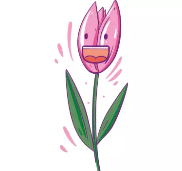 Flower wall sticker happy tulip design - TenStickers