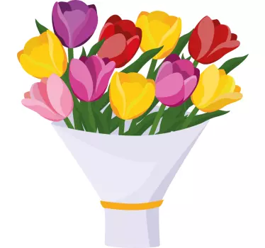 Flower wall sticker bouquet of tulips - TenStickers