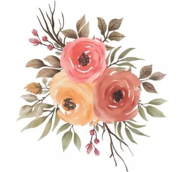 Flower wall sticker delightful blossom arrangement - TenStickers