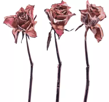 Elegant pink roses flower wall sticker - TenStickers
