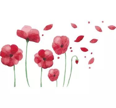 Flower wall sticker poppy flower design - TenStickers
