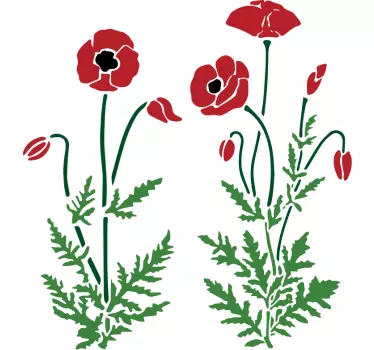 Vibrant poppy design wall sticker - TenStickers
