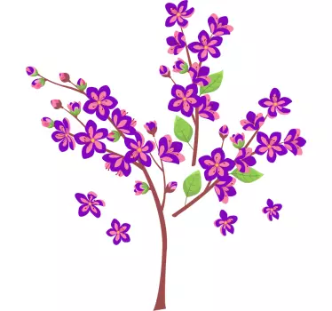 Vibrant flower branch wall sticker - TenStickers