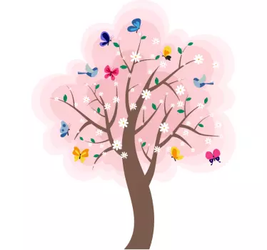 Nature wall sticker blooming tree scene - TenStickers
