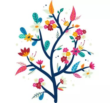 Colorful floral tree wall sticker - TenStickers