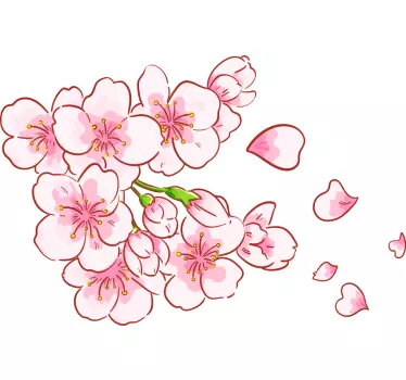 Flower wall sticker sakura blossom stem - TenStickers