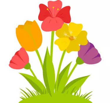 Flower wall sticker lively botanical design - TenStickers