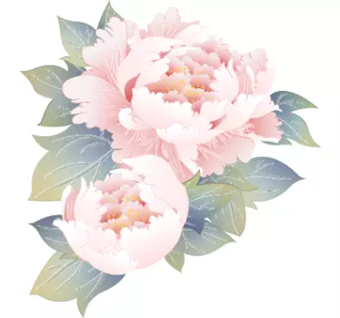 Flower wall sticker peony flower arrangement - TenStickers