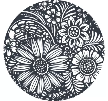 Wall sticker floral pattern circle - TenStickers