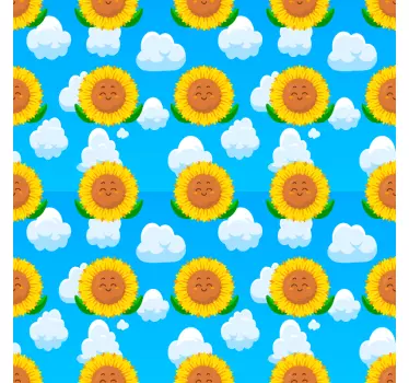 Wall sticker cheerful sunflower design - TenStickers