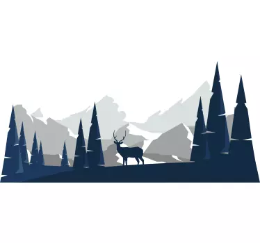 Nature wall sticker majestic mountain scene - TenStickers