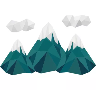 Nature wall sticker geometric mountain peaks - TenStickers