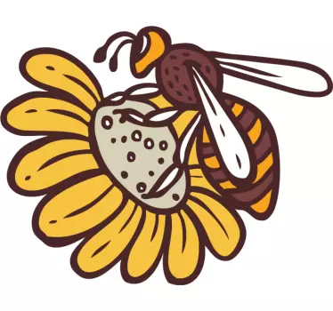 Wall sticker bee pollinating flower - TenStickers
