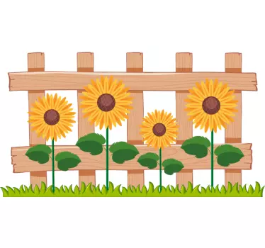 Wall sticker sunflower fence display - TenStickers