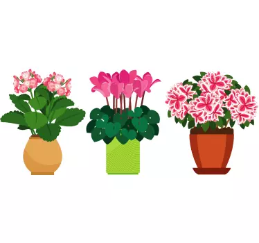 Vibrant potted blossoms wall sticker - TenStickers
