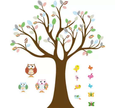 Forest Tree with Birds Kids Sticker - TenStickers