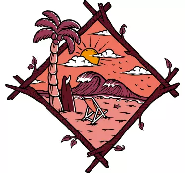 Nature wall sticker tropical beach scene - TenStickers