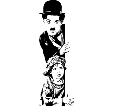 Chaplin and little girl cinema living room wall sticker - TenStickers