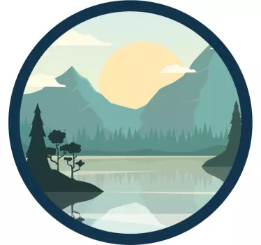 Silhouette mountain with lake nature stickers - TenStickers
