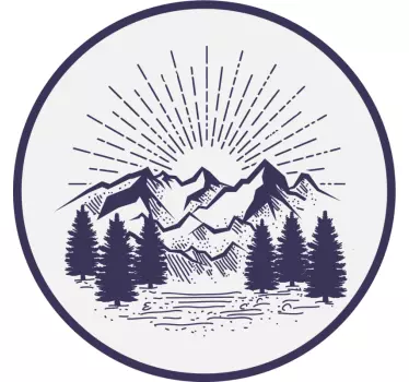 Nature wall sticker mountain landscape circle - TenStickers