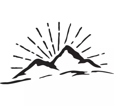 Nature wall sticker mountain sun rays - TenStickers