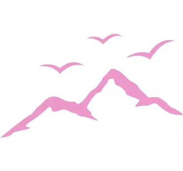 Nature wall sticker mountain and birds design - TenStickers